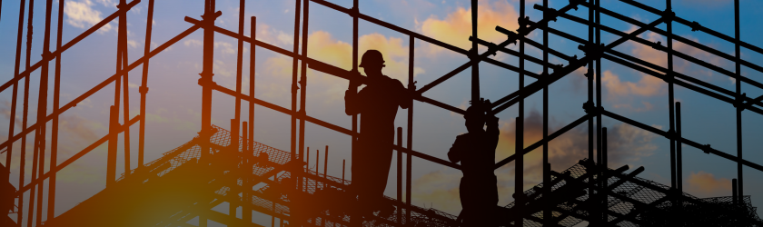 Banner image of workers on scaffolding.
