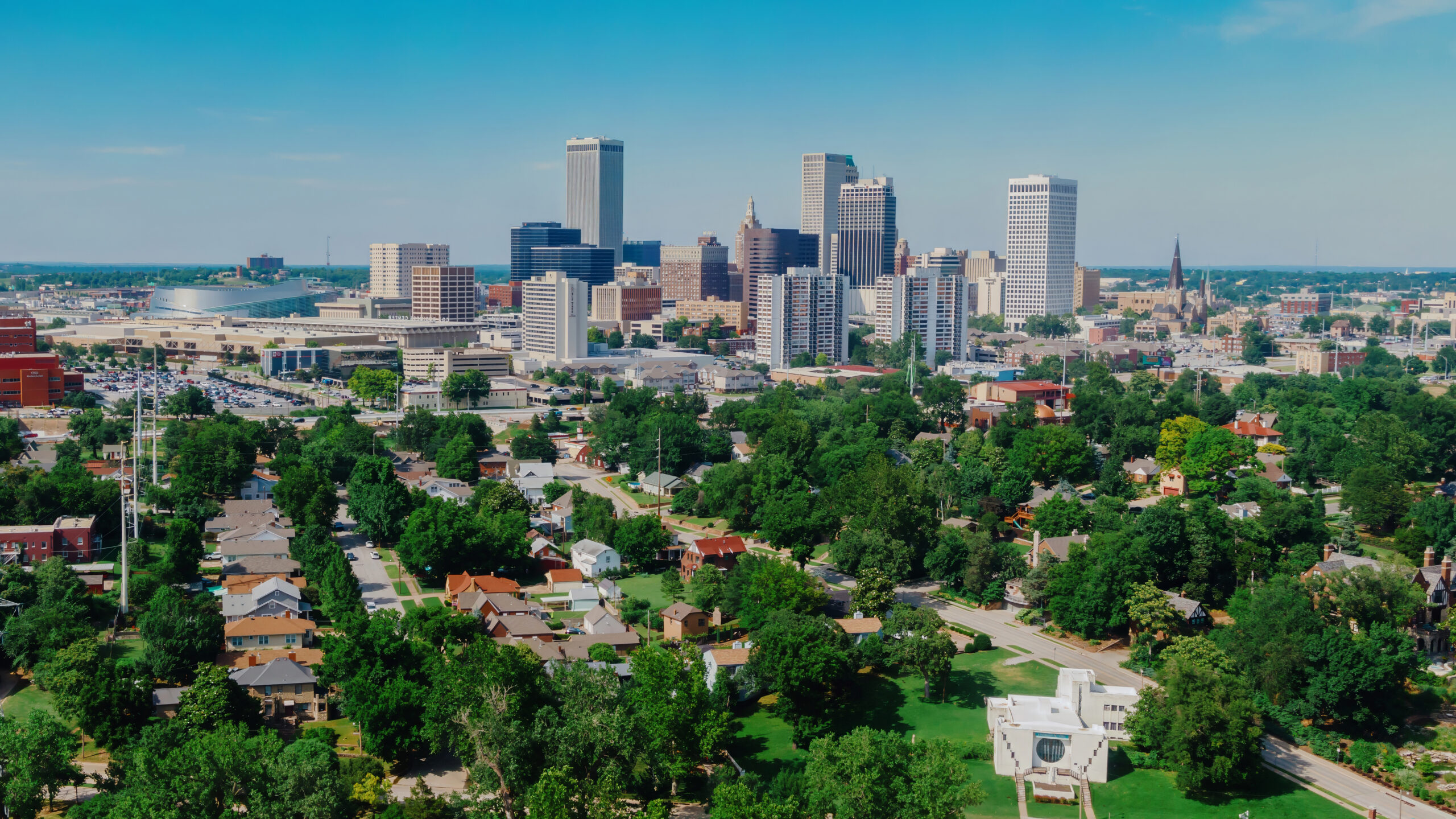 Downtown city skyline in Tulsa, Oklahoma, United States.